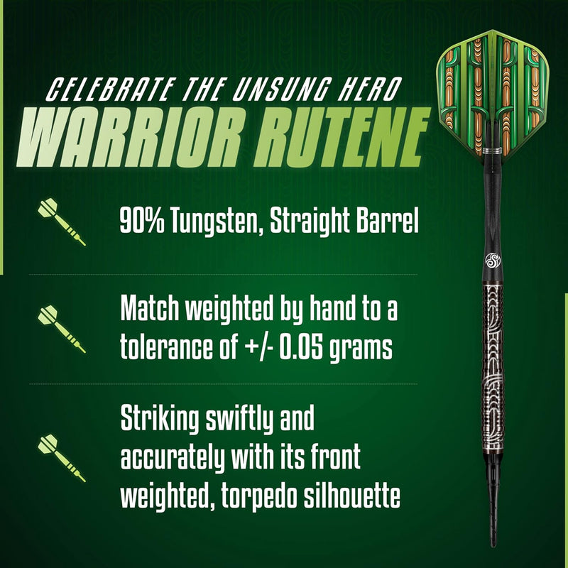 Shot Soft Darts Warrior Rutene 90% Tungsten Softtip Darts Softdart Dartpfeile Set mit Schäften und F
