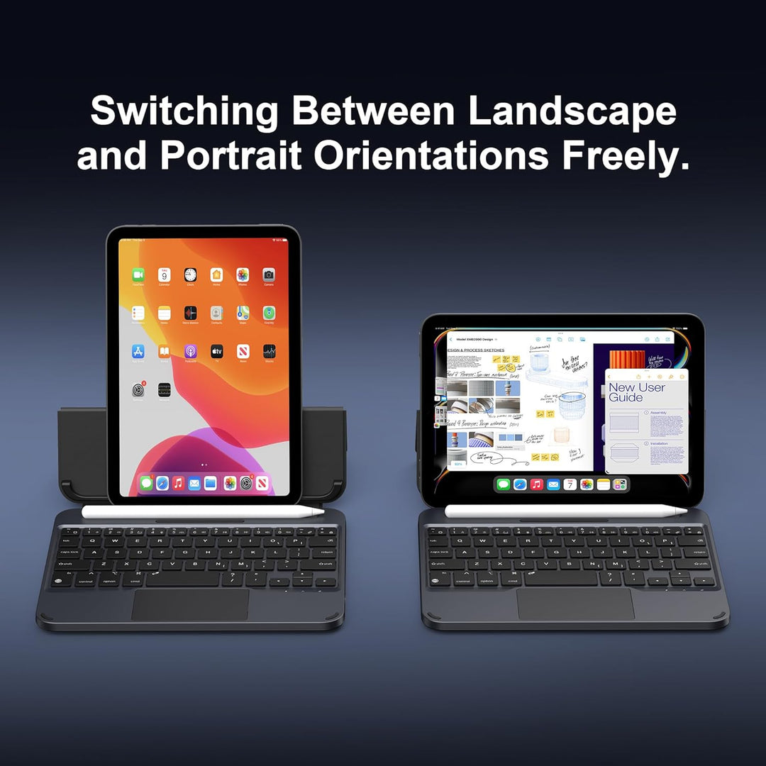 ORDA Tastatur Hülle für iPad mini 6/Mini 7 (A17 Pro), Magnetische Ständer mit Smart Trackpad Hinterg