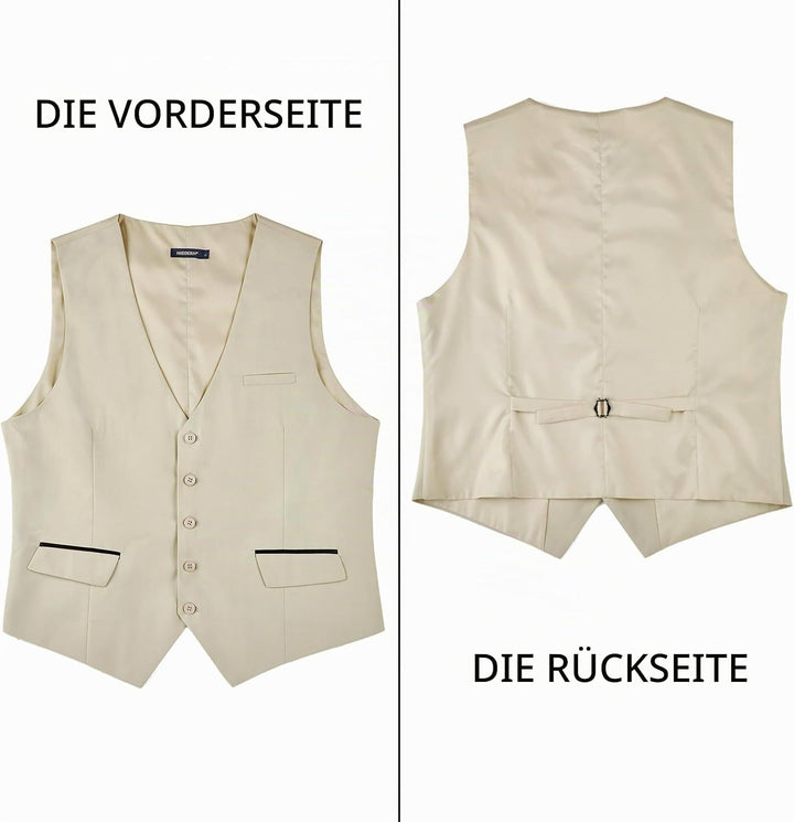 HISDERN Anzugweste für Herren Elegant Hochzeit Weste Klassische Einfarbig Casual Businessweste Forme
