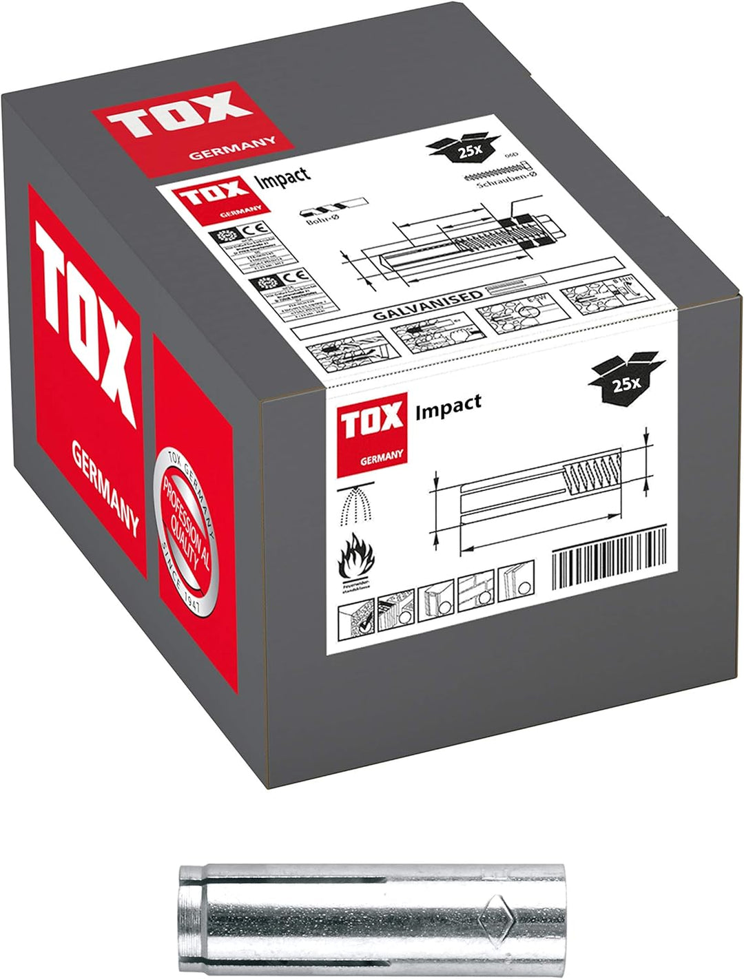 TOX Einschlaganker Impact 16 x 65 mm, 25 Stück, 02910007, 16 x 65 mm