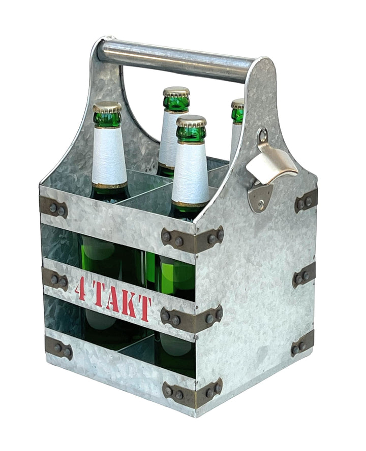 DanDiBo Bierträger Metall mit Öffner Flaschenträger 4 Takt 96405 Flaschenöffner Flaschenkorb Männerh
