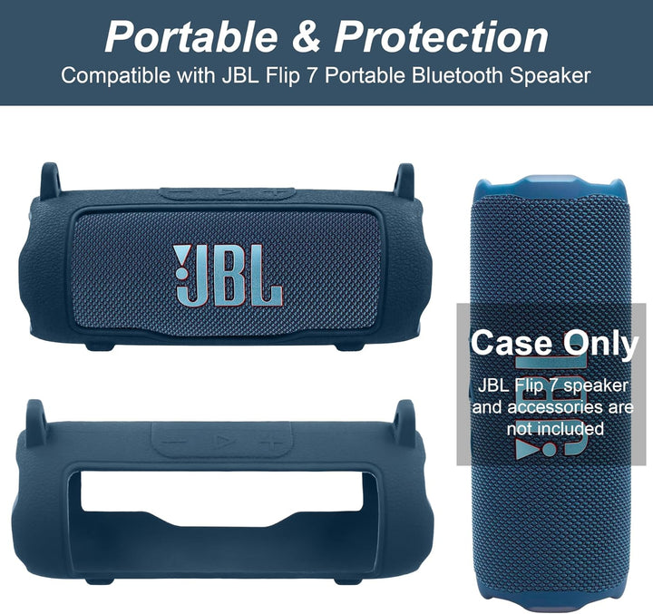 Khanka für JBL Flip 7 Silikon-Schutzhülle mit abnehmbarem Schultergurt, stossfeste weiche Hülle für
