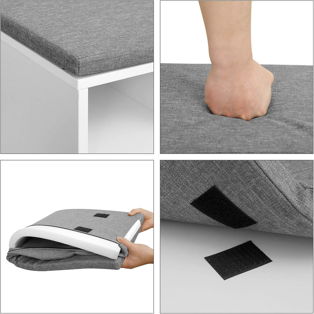 VASAGLE Schuhbank, Schuhregal mit Schublade und offenen Fächern, Sitzbank, gepolsterter Sitz, Flur,