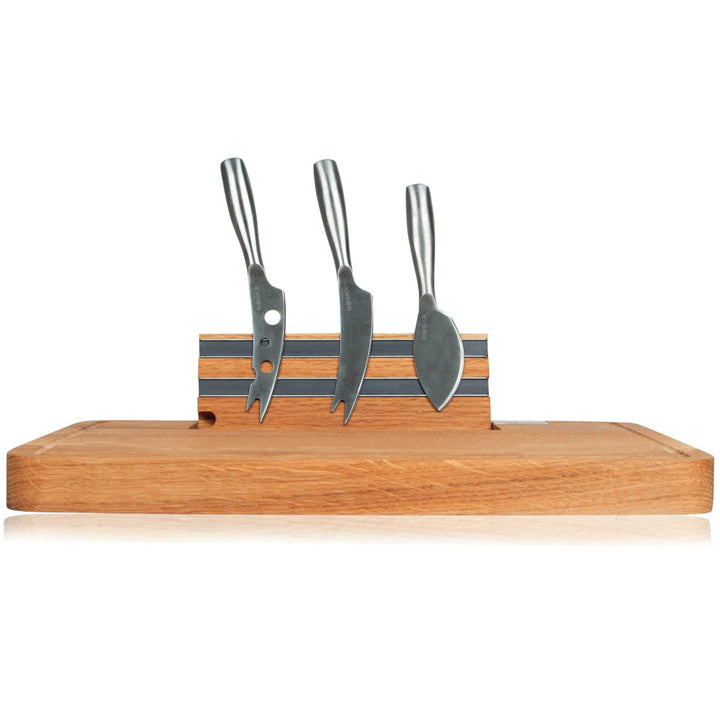 Boska Party Käseset/Käsebrett mit Messern/mit Magnetstreife/Edelstahl/Braun/Silber Eichen-Magnettafe