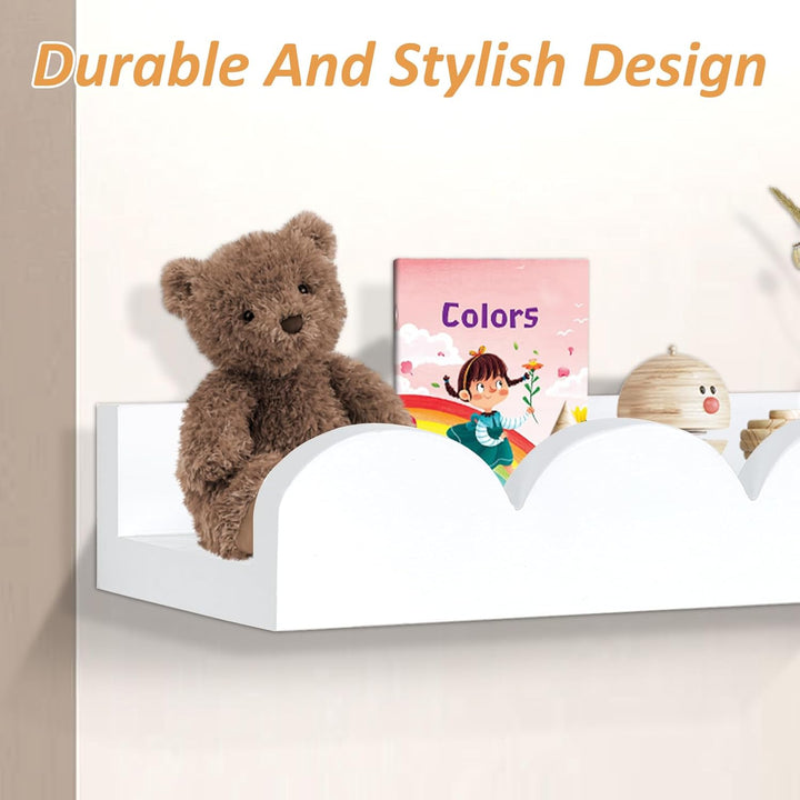Rainmae Wandregal Kinderzimmermit Holzhaken,Bücherregal Kinder, 40cm 3er-Set, Regal Kinderzimmer ide