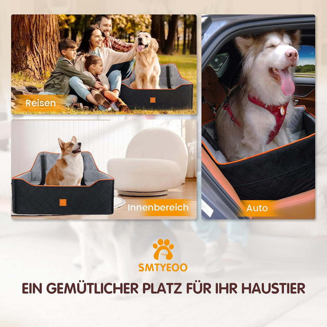 Hunde-Autositz für Hunde unter 25 kg oder 2 kleine Hunde, Sicherheits-Memory-Schaum-Autositz mit 2 K