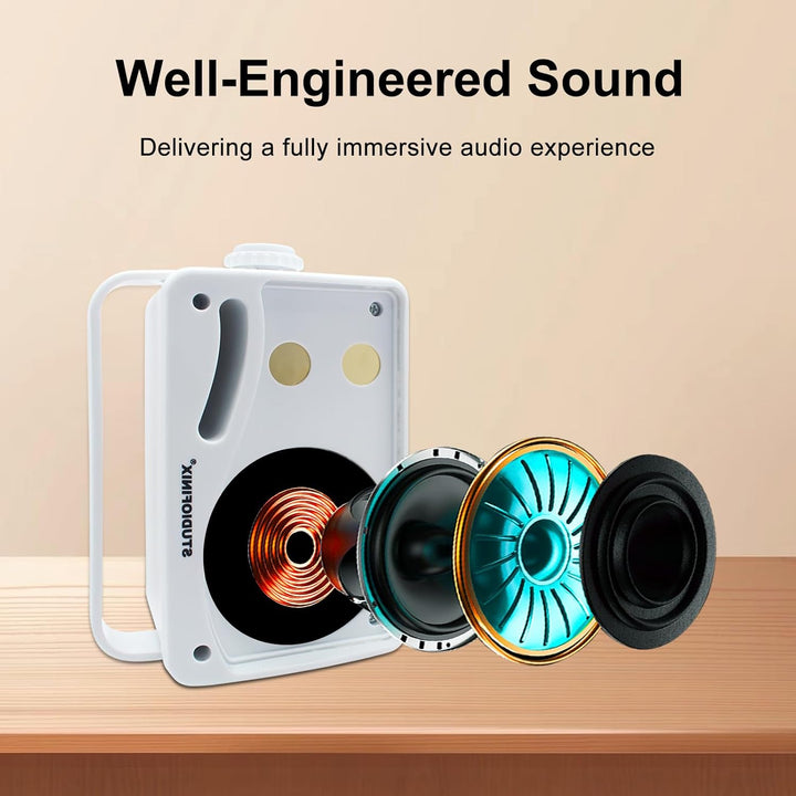 STUDIOFINIX Outdoor-Bluetooth-Lautsprecher -3,5 Zoll Paar 3-Wege 200W, Wandhalterung wasserdicht Mar