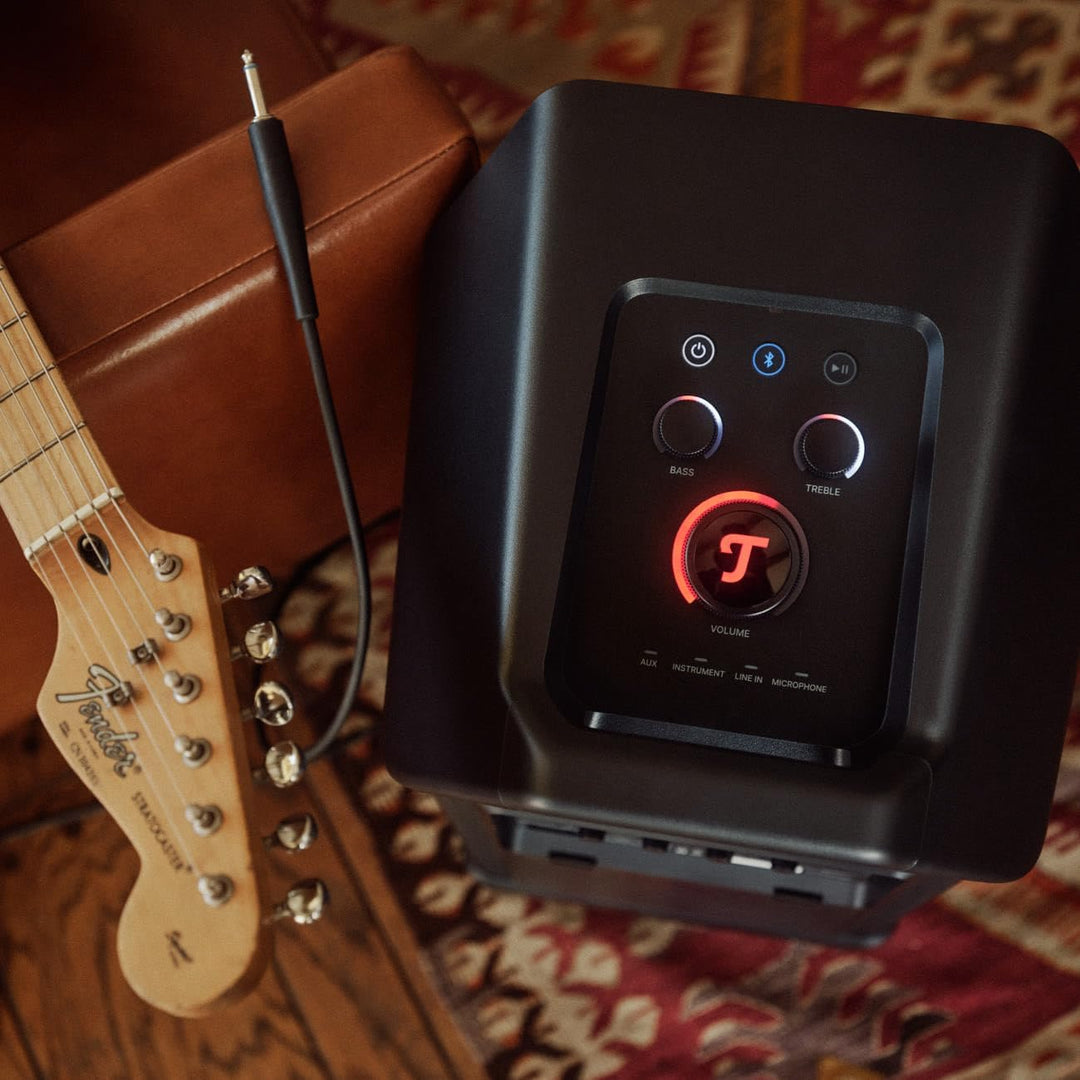 Teufel Fender x ROCKSTER AIR 2 - Grosser Tragbarer Bluetooth Lautsprecher - Leistungsstarker Mobiler