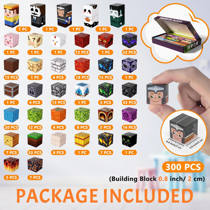 Vdealen 300 PCS Magnetische Bausteine, Stapelung Magnetwürfel Spielzeug für Kinder, STEM Montessori