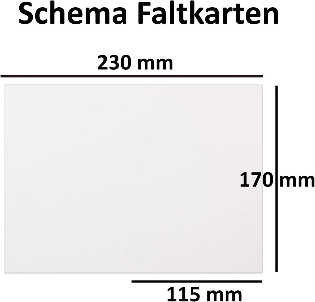 50x Kartenpaket DIN B6 Faltkarten Hochweiss/Kristallweiss - 11,5 x 17 cm - Umschlägen Weiss - Haftkl