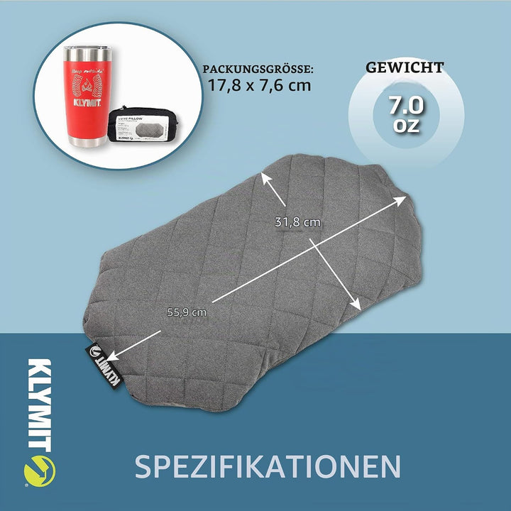 Klymit Luxe Kissen, Grau, 1 Stück (1 Stück)