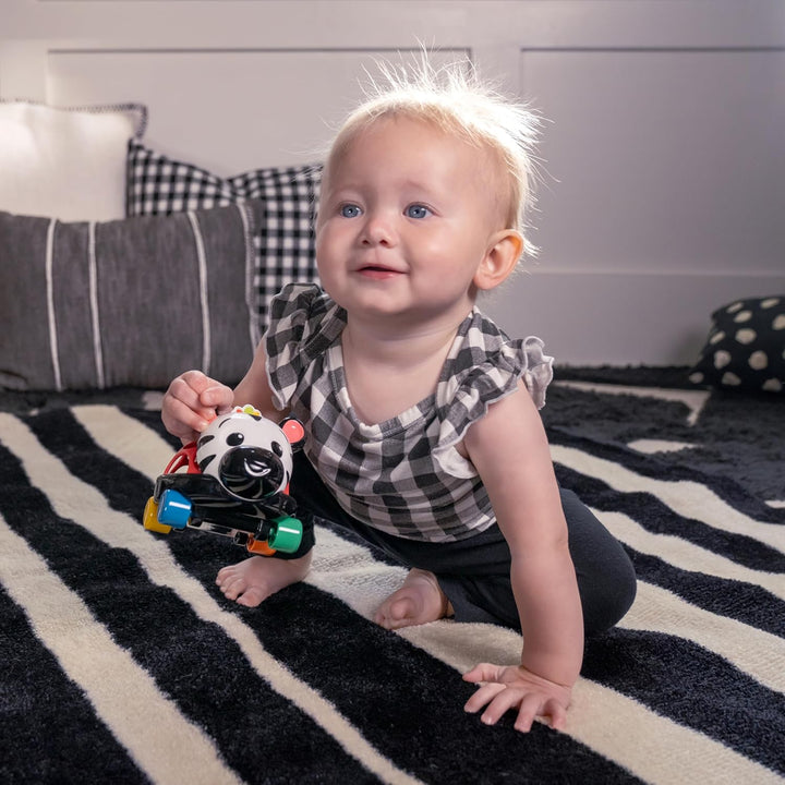 Baby Einstein Curious Car Zen Oball Spielzeugauto & Rassel, Leuchtet, ab 3 Monaten, Zen das Zebra Ze