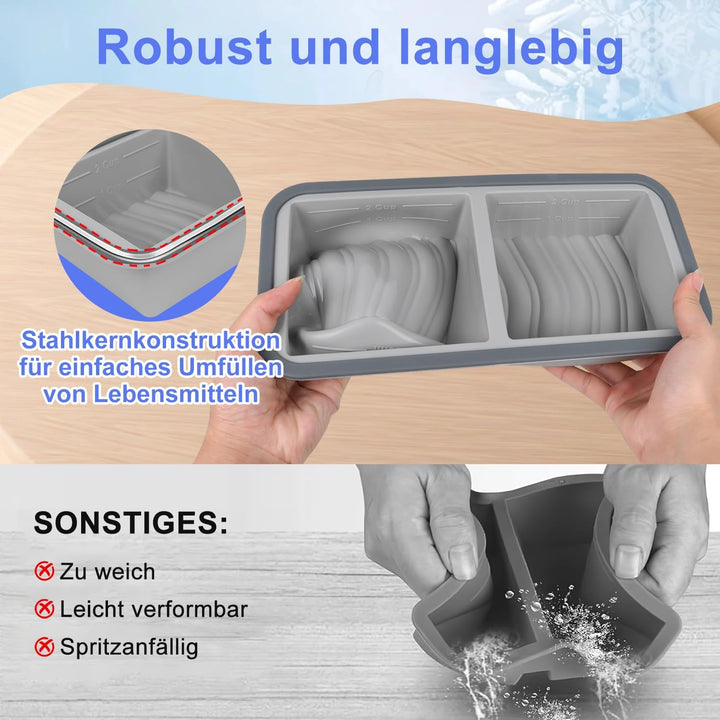 Gefrierbehälter Suppen Einfrieren Behälter Grosse Eiswürfelform 2Stk Silikon Eiswürfelform Mit Decke