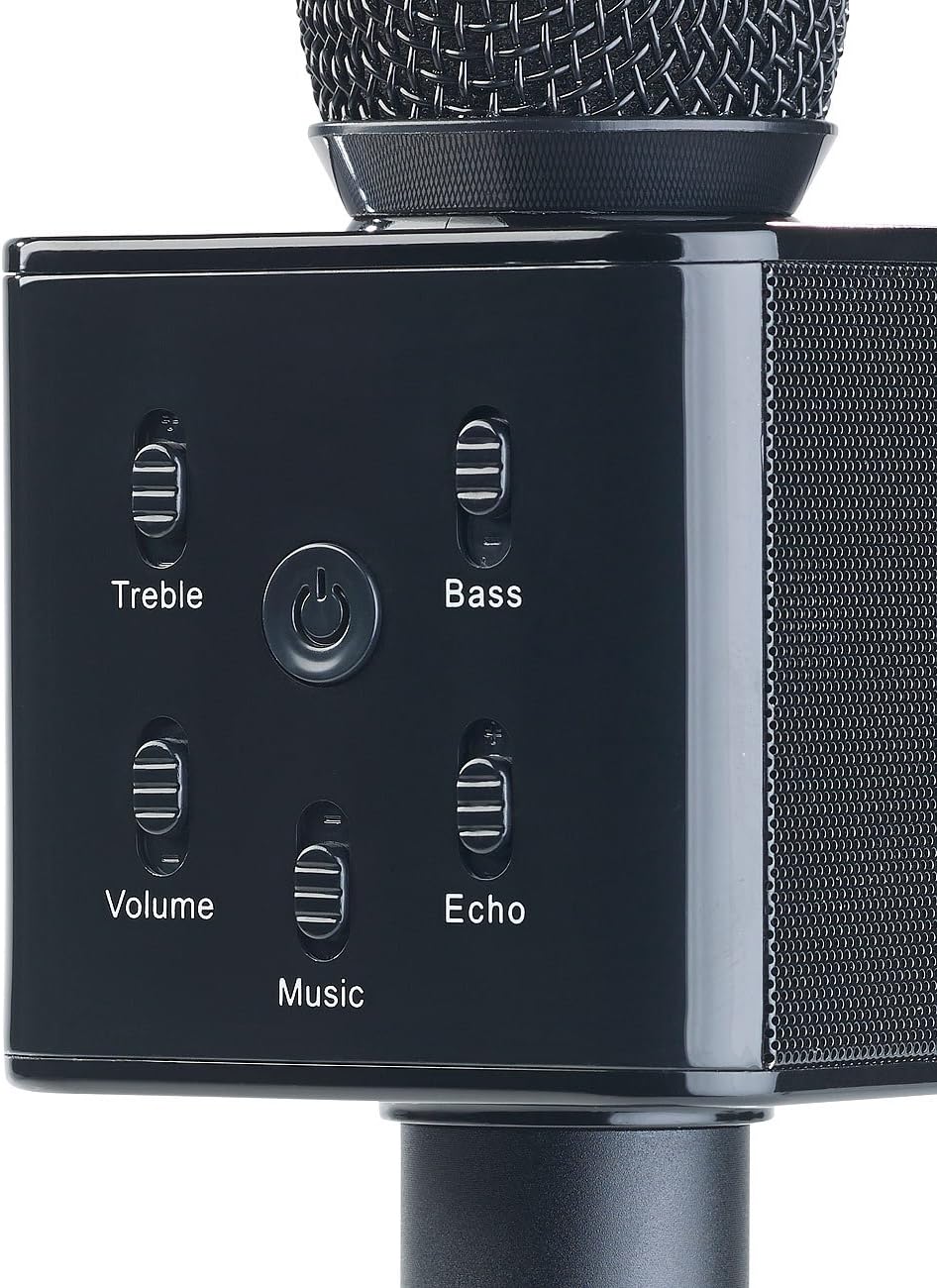 auvisio Karaoke Mikro: Karaoke-Mikrofon mit Bluetooth, MP3-Player, Lautsprecher und Akku (Kindermikr