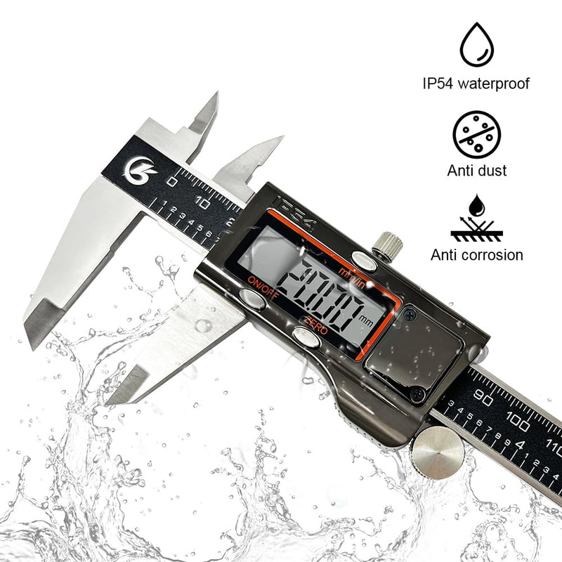 KETOTEK Messschieber Digital, Schieblehre IP54 Wasserdichter, 200mm Messschieber aus Edelstahl, Mikr
