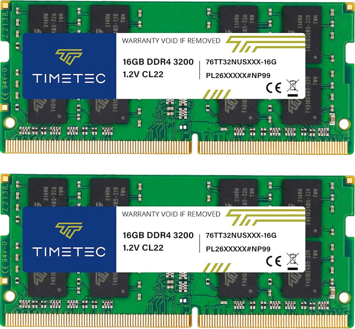 Timetec 32GB KIT (2x16GB) DDR4 3200MHz (DDR4-3200) PC4-25600 Non-ECC Unbuffered 1.2V CL22 2Rx8 Dual