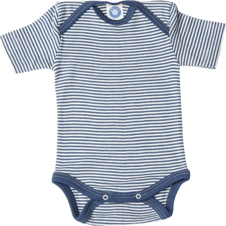 Cosilana, Baby Body Kurzarm, 70% Wolle, 30% Seide Marine Geringelt 50-56, Marine Geringelt 50-56