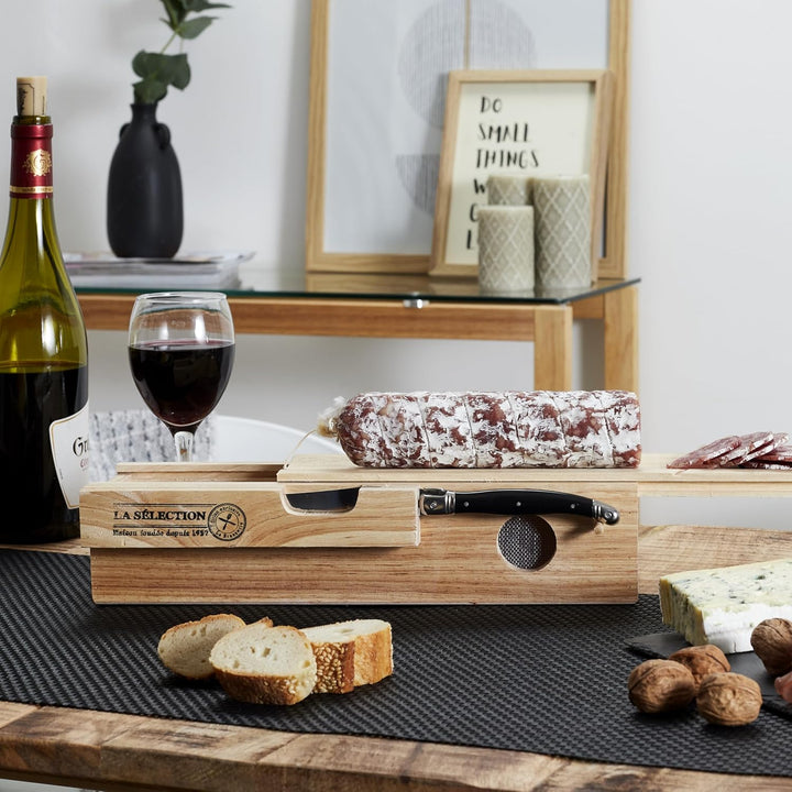 COOK CONCEPT Bistrot Kd3158 Laguiole – Wurstkäse und Messer aus Holz Beige, 32,7 x 10,8 x 7,7 cm