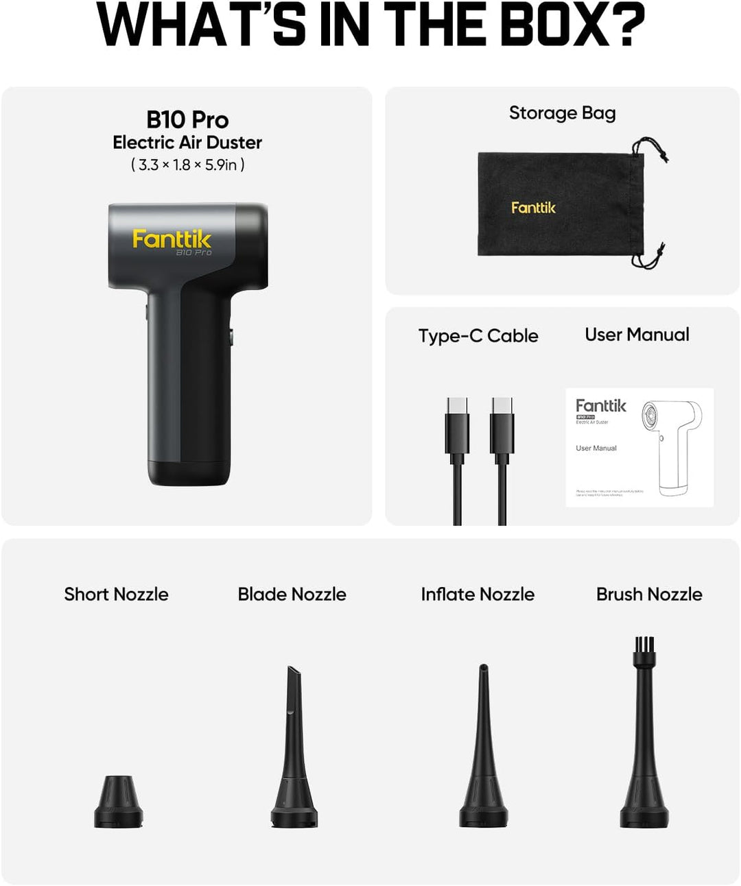 Fanttik B10 Pro Elektrische Staubgebläse, 110.000 U/min bürstenloser Motor, Luftreiniger, 3-Gang ein