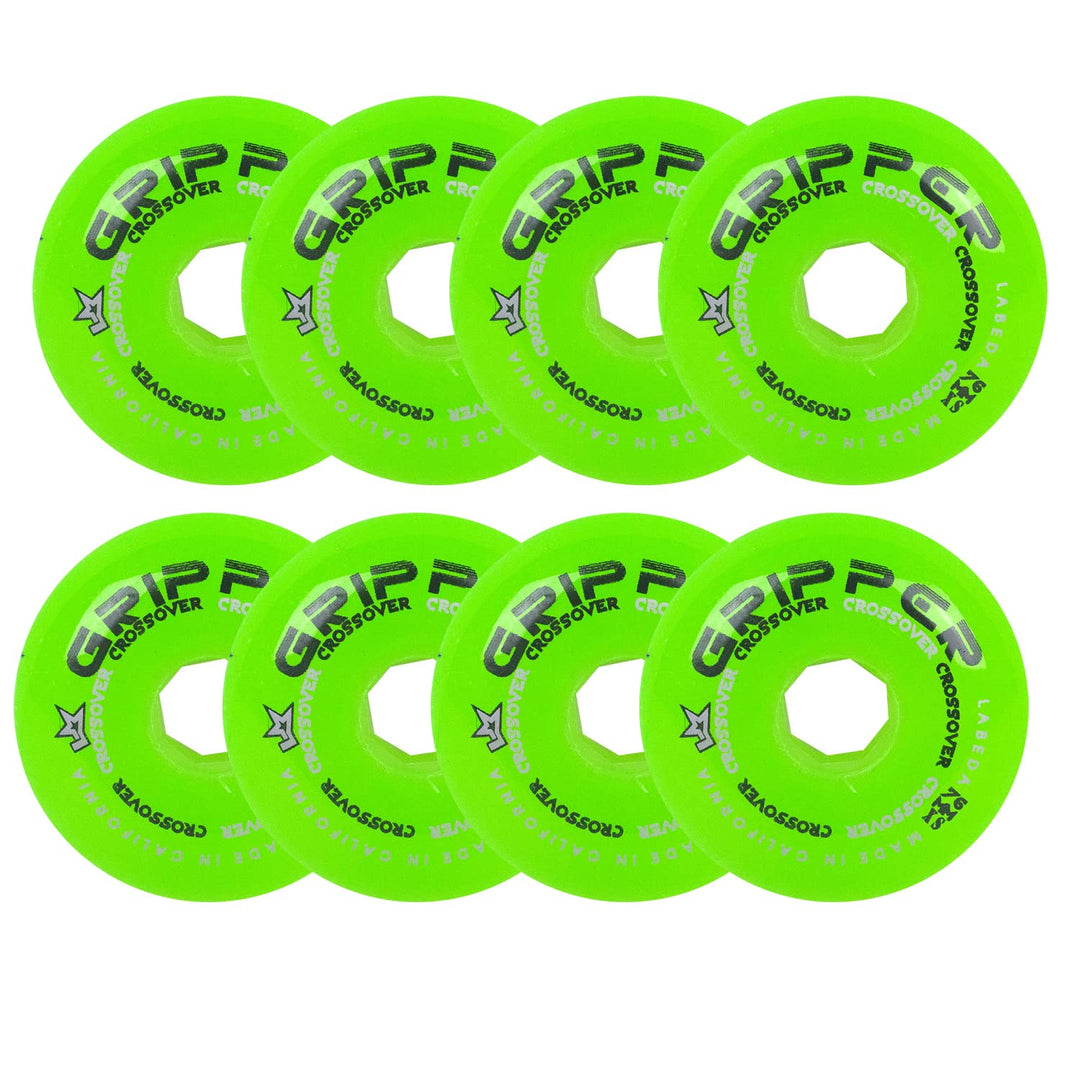Labeda Rollhockey-Räder, Crossover-Set, 8 Stück, Farbe und Grösse wählbar Grün 74A (X-Soft) 76mm 8-P