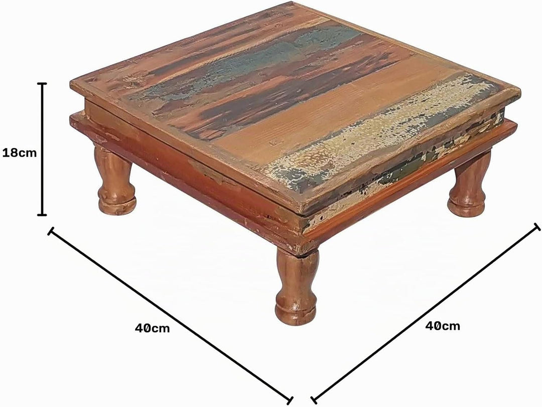 Casa Moro Shabby Chic Tisch Siera M 40x40 cm braun bunt quadratisch aus Altholz gefertigt | Bajot Be