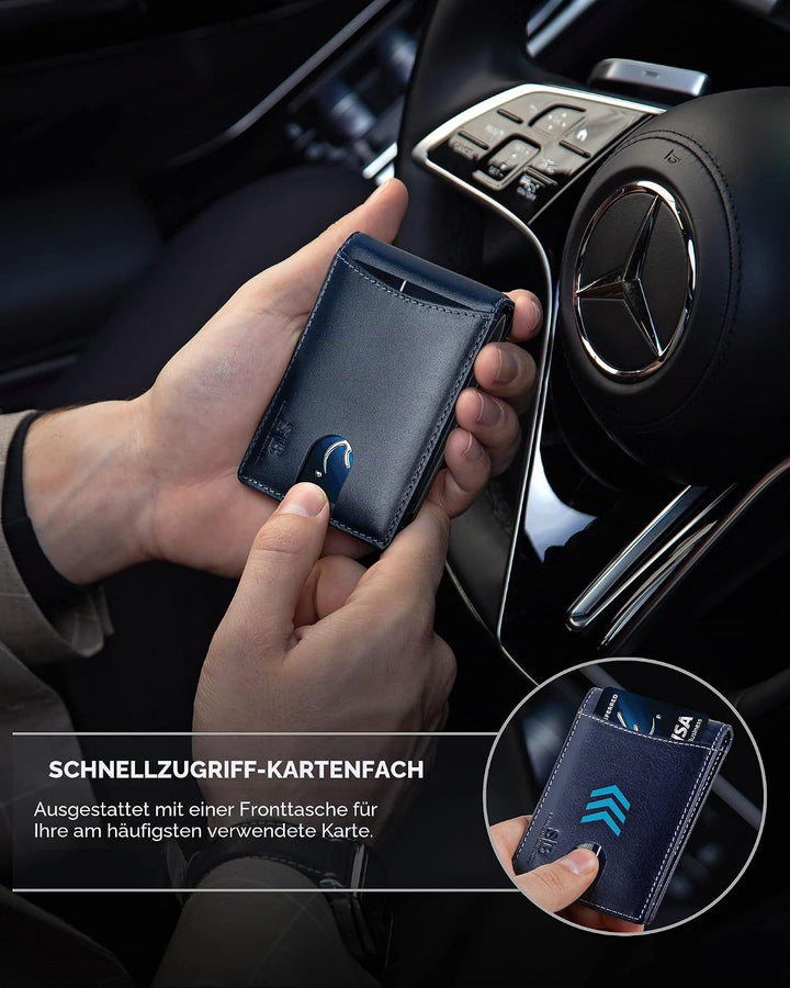 SERMAN Brands RFID-blockierend, schmal, falsches Echtleder, minimalistische Vordertasche, Geldbörsen