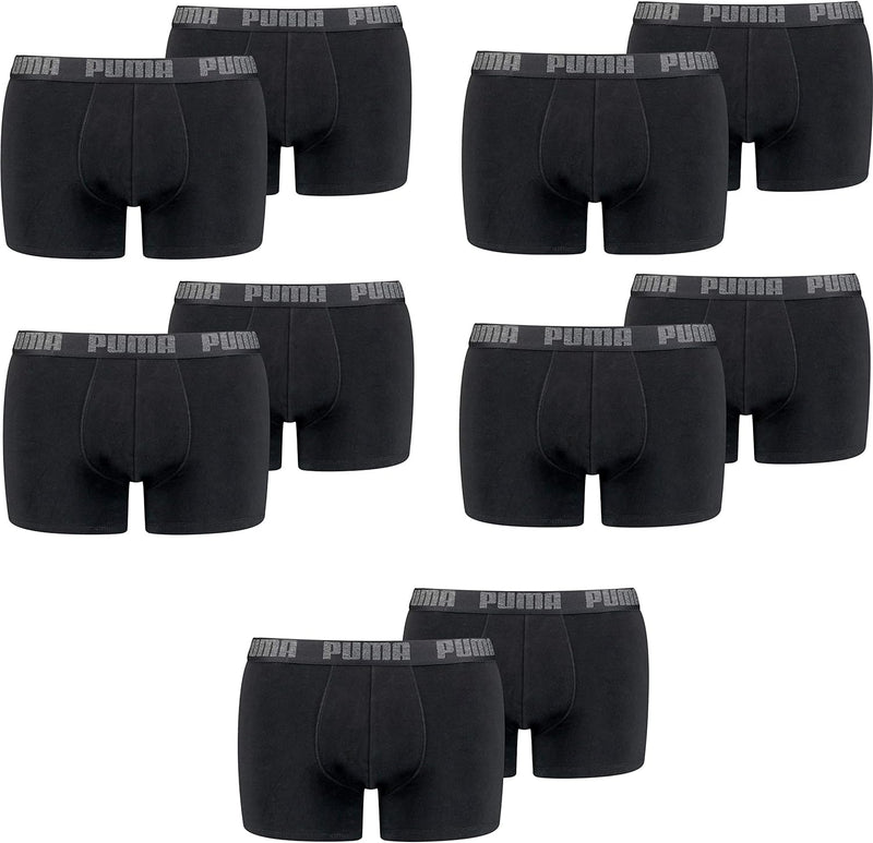 PUMA Herren Basic Boxer Boxershort Unterhose 10er Pack, Herbst/Winter 17/18,mt (Neu Schwarz/Schwarz,