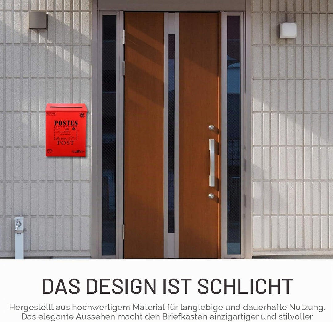 NUOBESTY Vintage Briefkasten Metall Retro Postkasten Wandmontage Mit Grossem Stauraum Für Briefe Zei