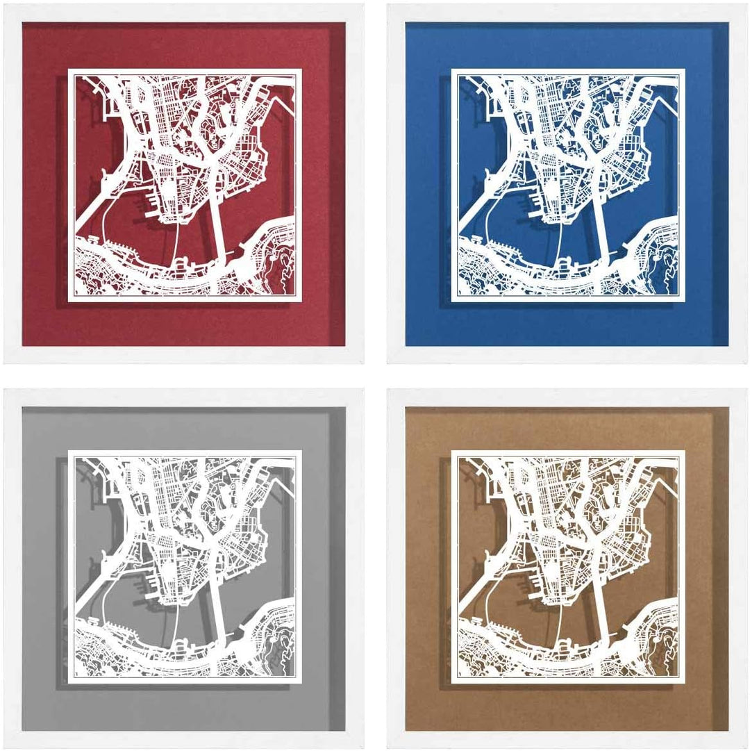 O3 DESIGN STUDIO - Marco de Papel para mapas, 22,8 x 22,8 cm, en Caja de Regalo, Fondo, autocambiant