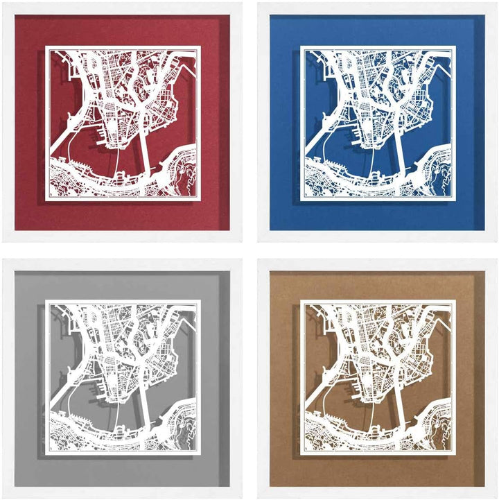 O3 DESIGN STUDIO - Marco de Papel para mapas, 22,8 x 22,8 cm, en Caja de Regalo, Fondo, autocambiant