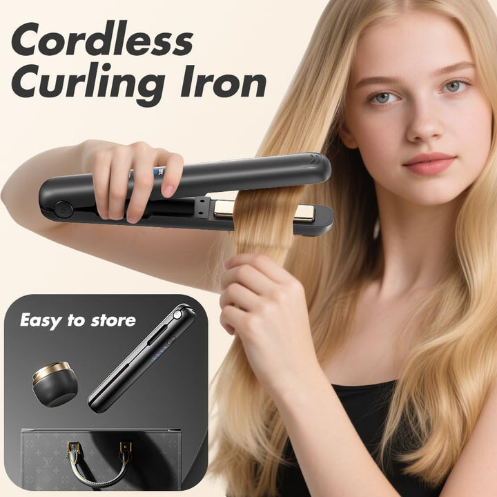 Mini Glätteisen Kabellos, 2 in 1 Reise Glätteisen Mini mit 4 Temperaturen glätteisen locken und Glät