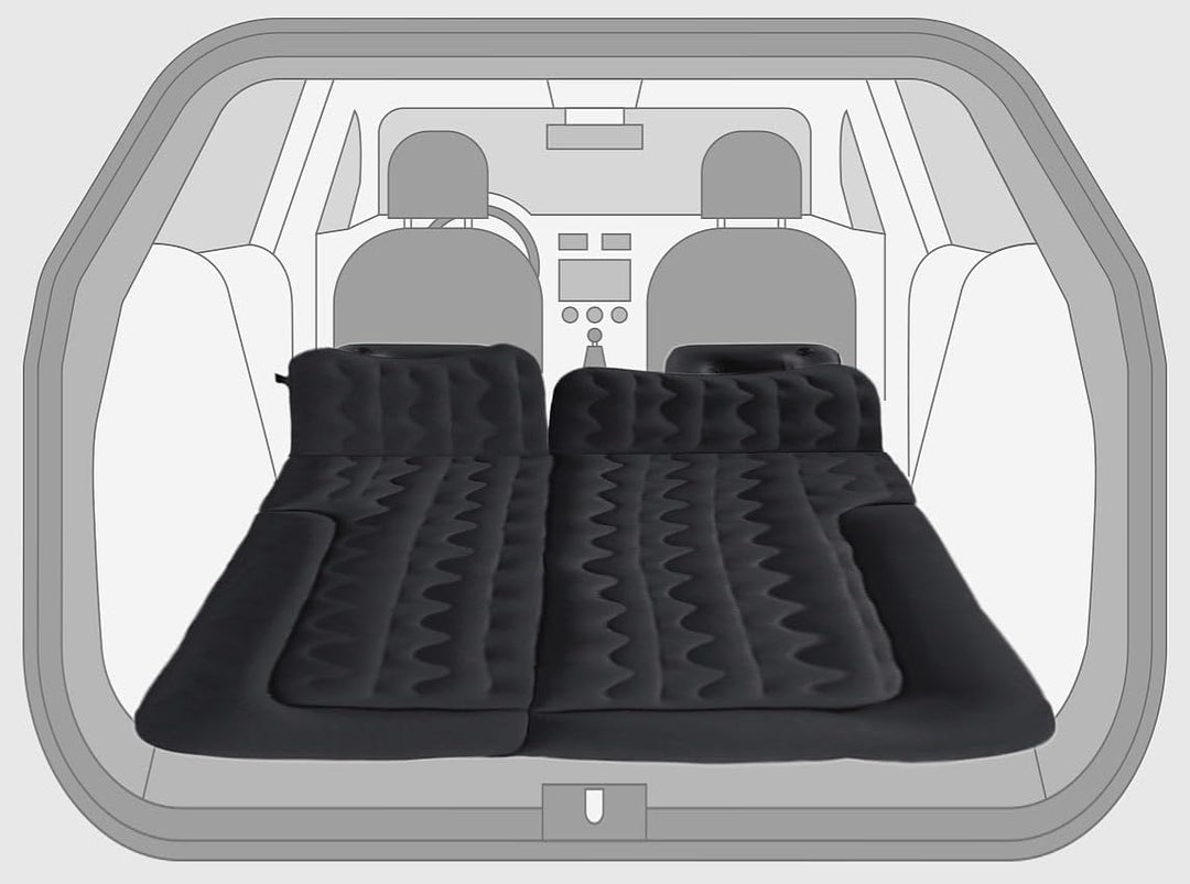 Lescars Luftbett: Aufblasbares XXL-Autobett 180 x 135 cm, mit 12-Volt-Luftpumpe & Tasche (Matratze,