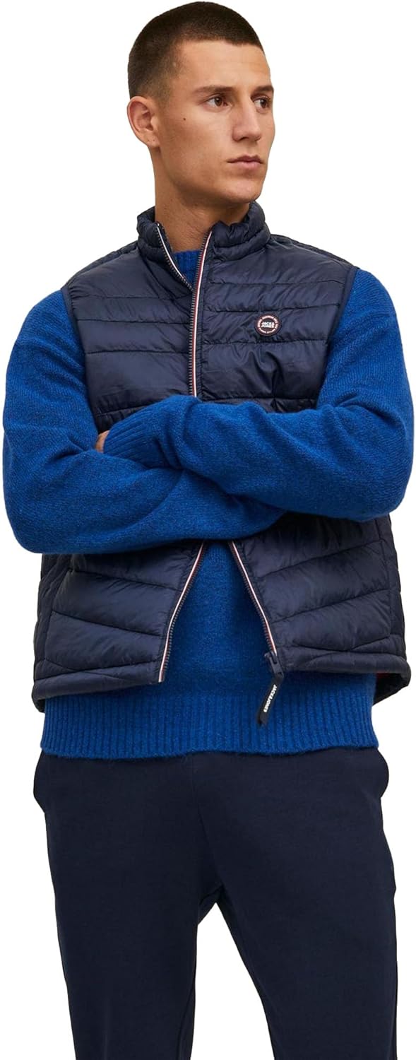 JACK & JONES Herren Jjehero Bodywarmer Collar Noos Quilted Jacket S Navy Blazer/Detail:CONTRAST ZIP,
