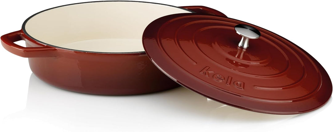 kela Bräter Calido, Ø 28 cm, 3,2 L, Gusseisen, rot, rund, Allherdboden, emailliert, hitzebeständig b