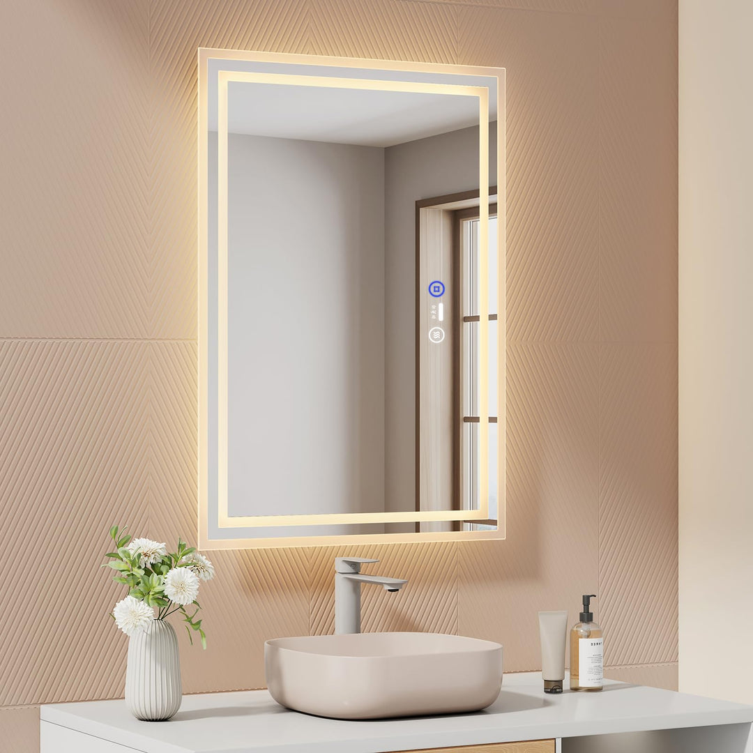 EMKE Badezimmerspiegel mit LED-Licht, 50 x 70 cm, Badezimmerspiegel mit Bewegungssensor, Beschlagsch