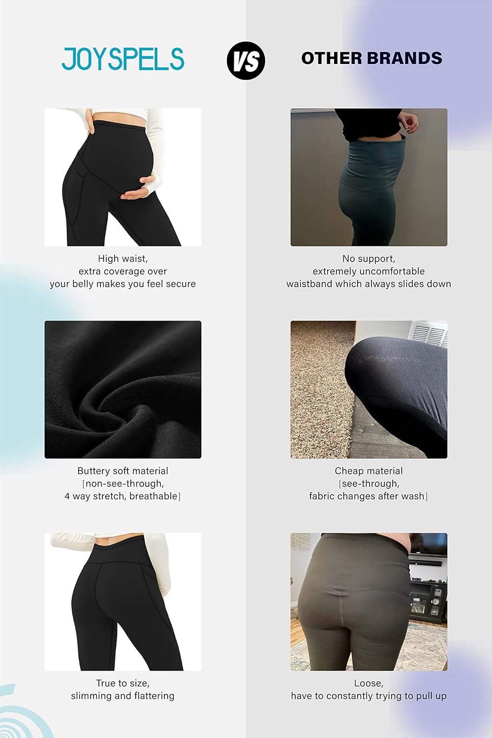 JOYSPELS Umstandsleggings über dem Bauch mit Taschen, Nicht durchsichtig, Workout-Schwangerschafts-L