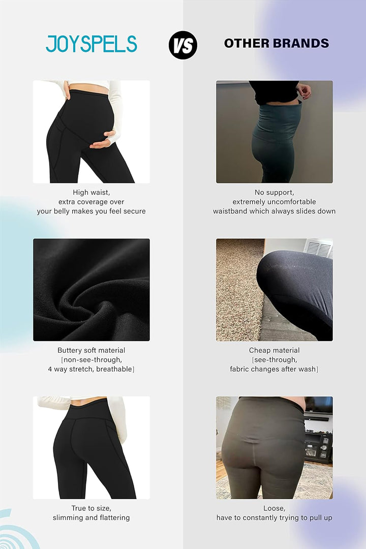 JOYSPELS Umstandsleggings über dem Bauch mit Taschen, Nicht durchsichtig, Workout-Schwangerschafts-L
