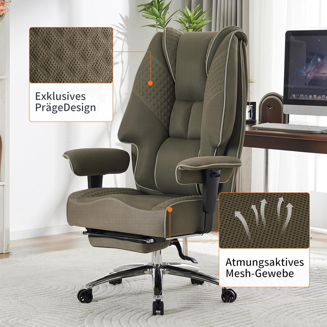Ergonomischer Mesh-Bürostuhl – Executive Drehstuhl mit verstellbaren Armlehnen, Formschaum- & Tasche