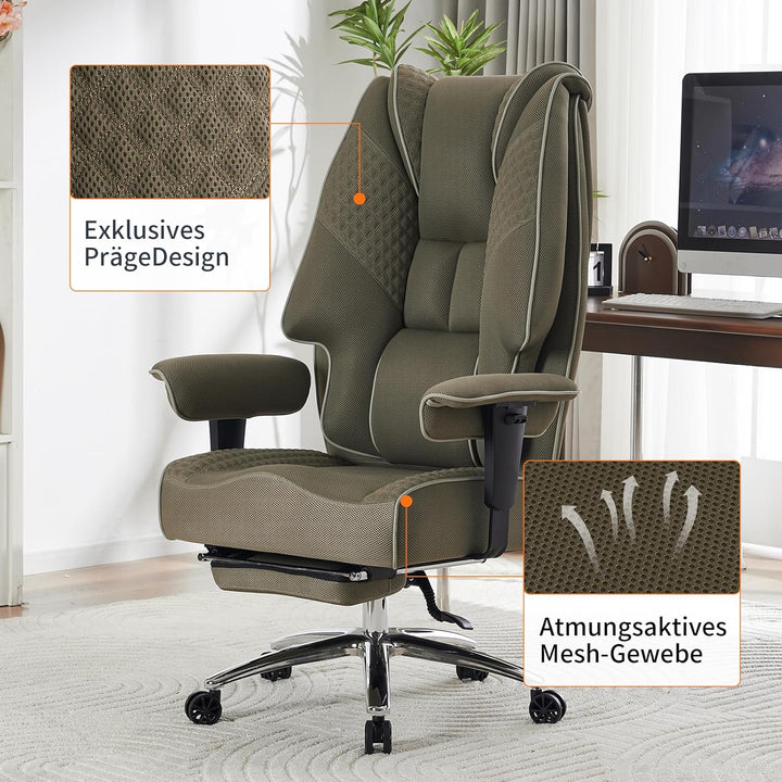 Ergonomischer Mesh-Bürostuhl – Executive Drehstuhl mit verstellbaren Armlehnen, Formschaum- & Tasche