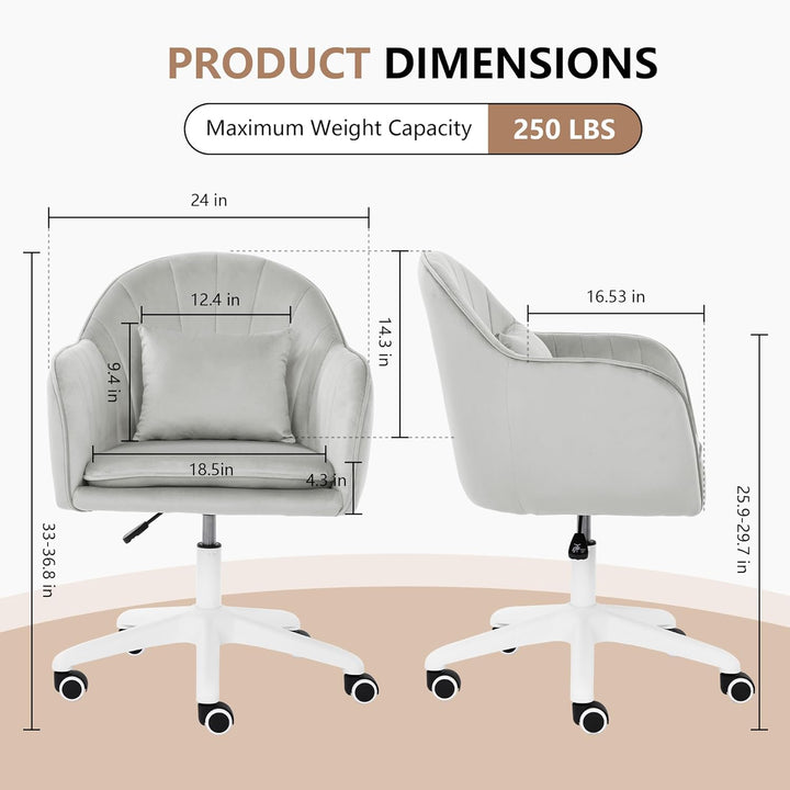 Ergonomischer Bürostuhl, 360° drehbar Höhenverstellbar, SamtStuhl mit Kopfkissen, Homeoffice Stuhl b