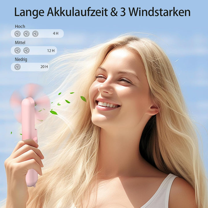 Handventilator to Go, 125g Ultraleichter Taschenventilator Mini, 20H Max Akku mit Powerbank, USB Auf