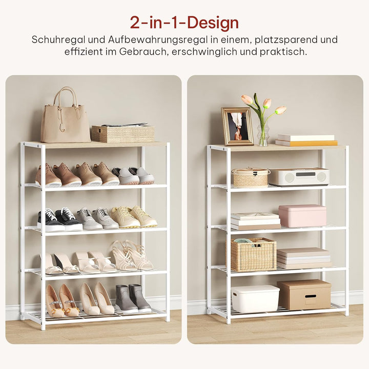 WOLTU Schuhregal mit 4 Ebenen, Schuhständer Metall, Schuhaufbewahrung platzsparend, Schuhorganizer f