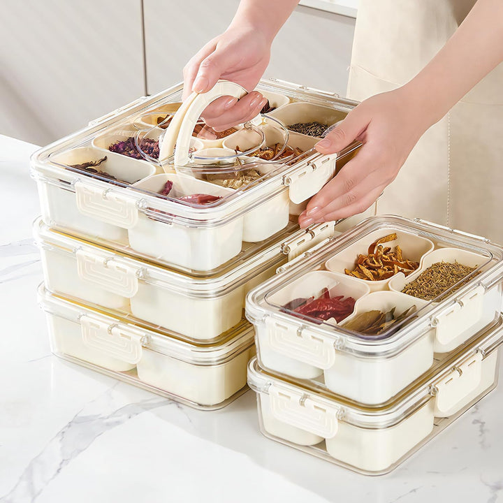 2 Stück Snackbox mit 8 Fächern,Tragbar Snackbox Organizer,Snackdose Organizer,Snack Aufbewahrungsbox