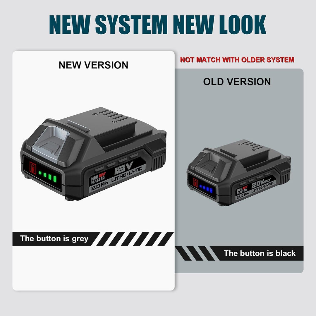 NEU MASTER 18V 2.0Ah Lithium-Ionen Akku für NEU MASTER Li-Ion 18V Werkzeuge Braun, Braun