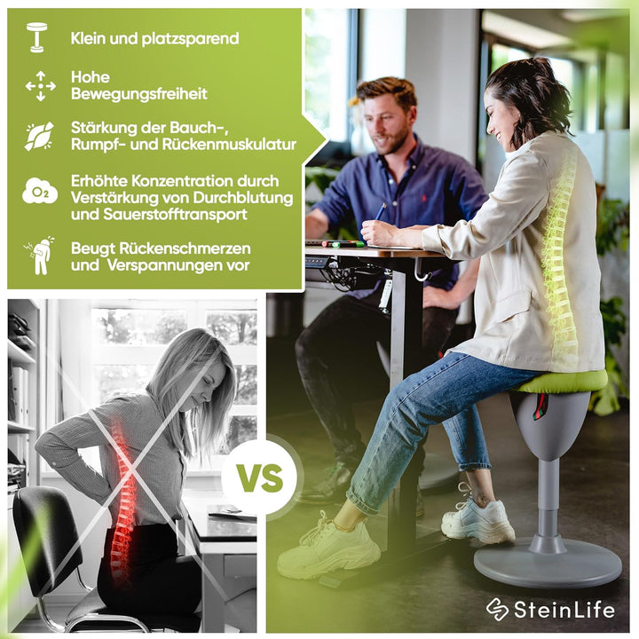 SteinLife Cone Bürohocker Ergonomisch [TESTSIEGER] Sitzhocker Höhenverstellbar [48-68cm] Ergonomisch