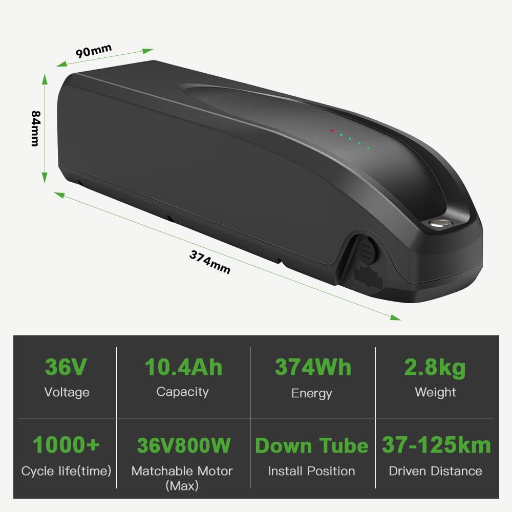 E-Bike Batterie 36V 10,4Ah Li-ion Downtube Akku ZZ98 Elektrofahrrad Prophete BP