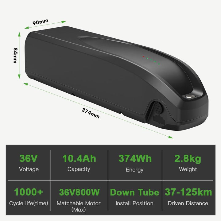 E-Bike Batterie 36V 10,4Ah Li-ion Downtube Akku ZZ98 Elektrofahrrad Prophete BP