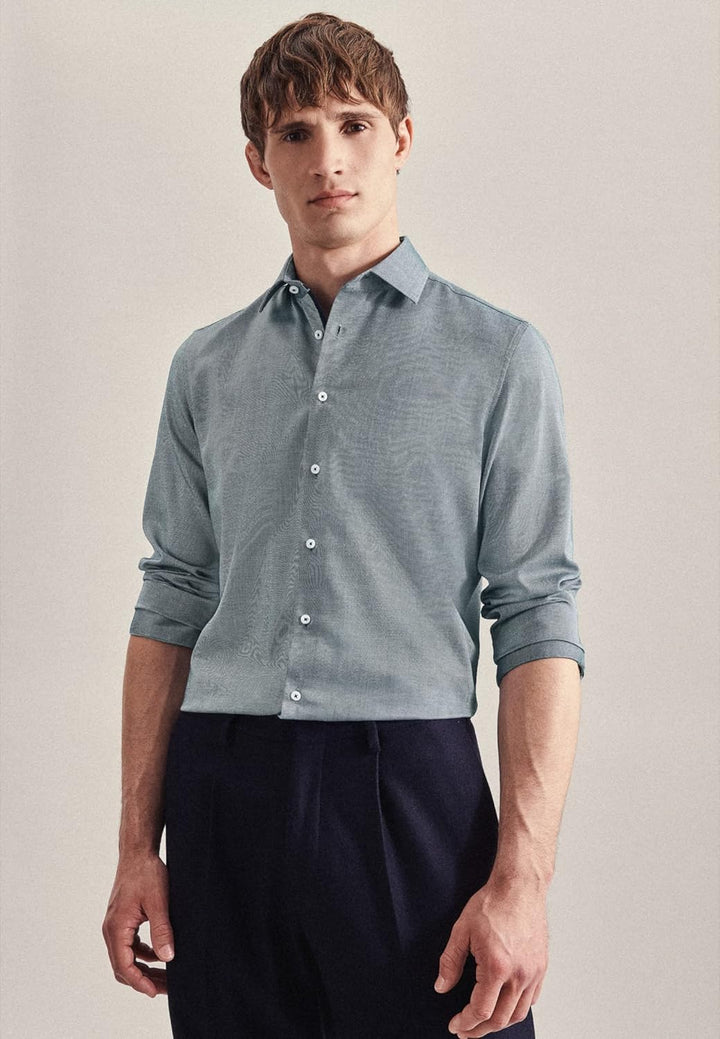 Seidensticker Herren Hemd 44 Dunkelgrün, 44 Dunkelgr&#xFC;n