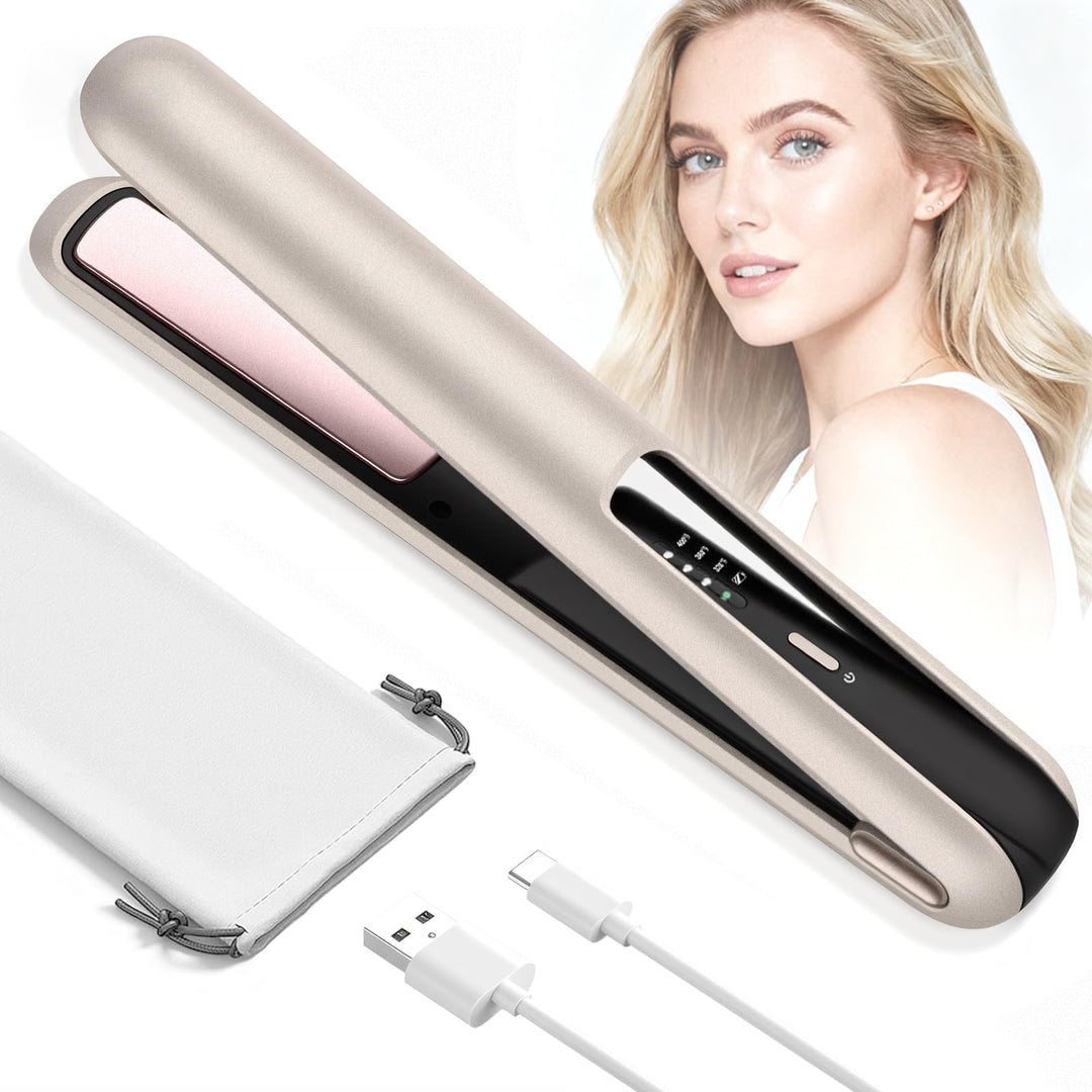 Glätteisen Mini Kabellos - 2 in 1 Glätteisen Locken und Glätten | Reise Hair Straightener | Keramik