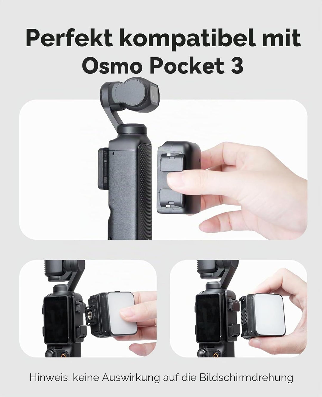 Mini-Licht für Action-Kamera, Osmo Pocket 3 LED Fill Light Attachment Kompatibel mit DJI Osmo Action